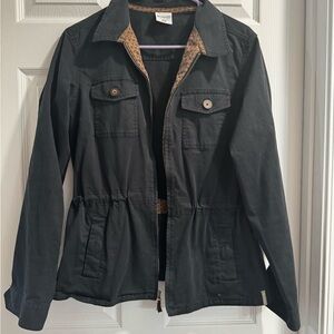 Columbia Black Utility Jacket with Brown Details